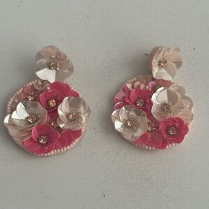 Pink flower earrings